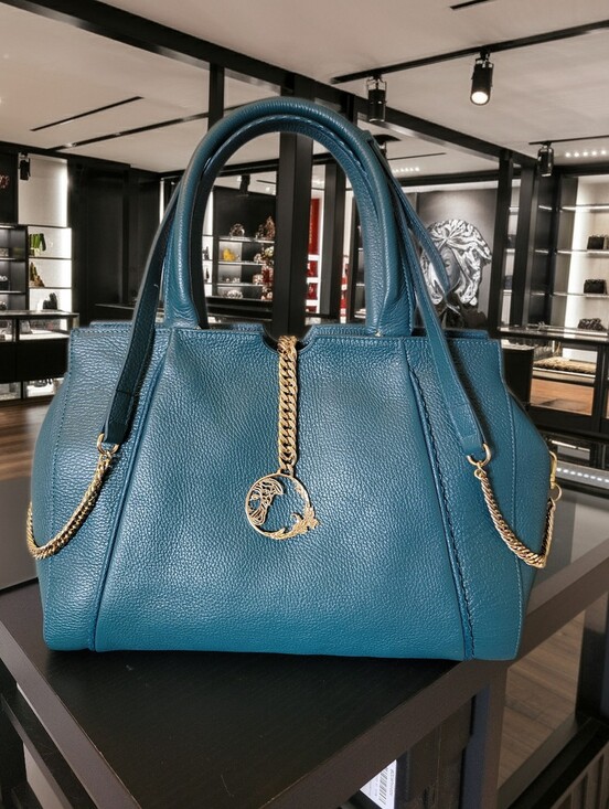 Versace Handbags - VERSACE Collection Pebbled Calfskin Leather Satchel